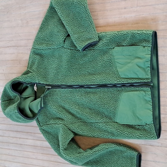 Land's End Fleece Sherpa Oversized Unisex Zipped Chunky Hooded Sweater Jacket - Picture 1 of 9